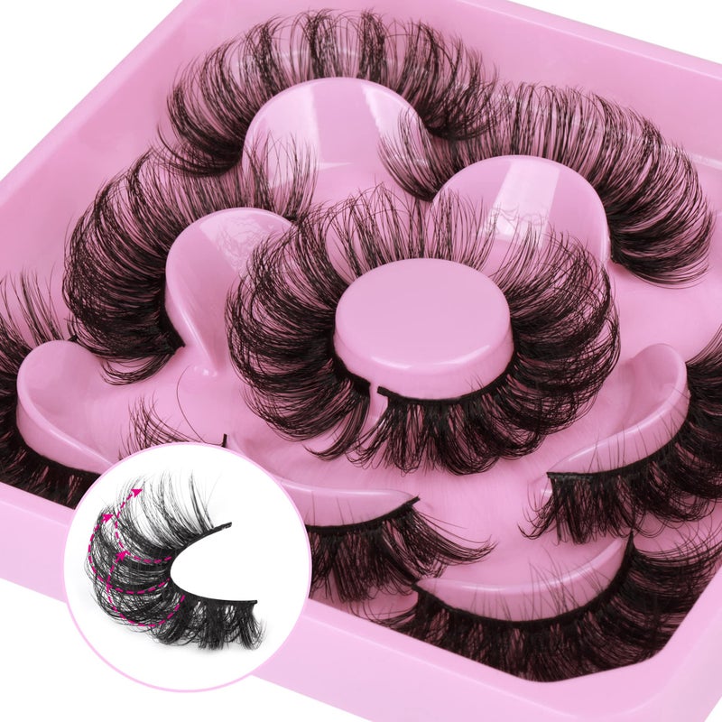 Focipeysa Lashes Mink Fluffy Wispy False Eyelashes 20mm Dramatic Faux Mink Eyelashes D Curl Long Fake Lashes Pack Look Like Extension - Image 1