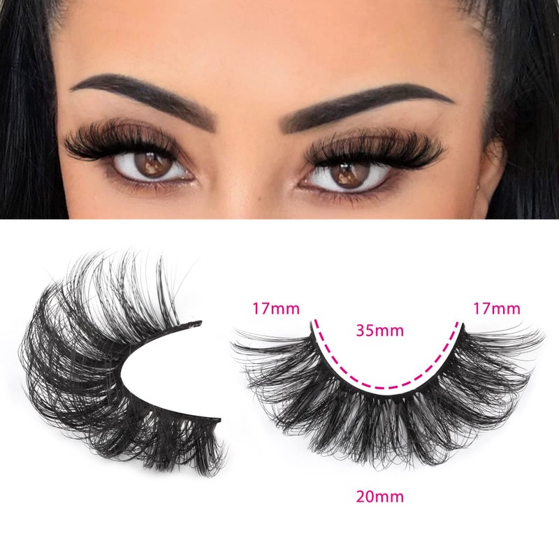 Focipeysa Lashes Mink Fluffy Wispy False Eyelashes 20mm Dramatic Faux Mink Eyelashes D Curl Long Fake Lashes Pack Look Like Extension - Image 2