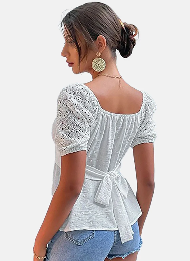 يونيكي Women Self Design Square Neck Top