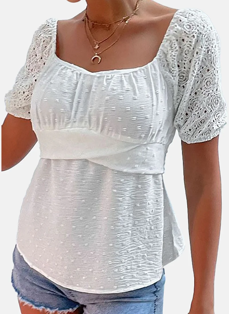 يونيكي Women Self Design Square Neck Top
