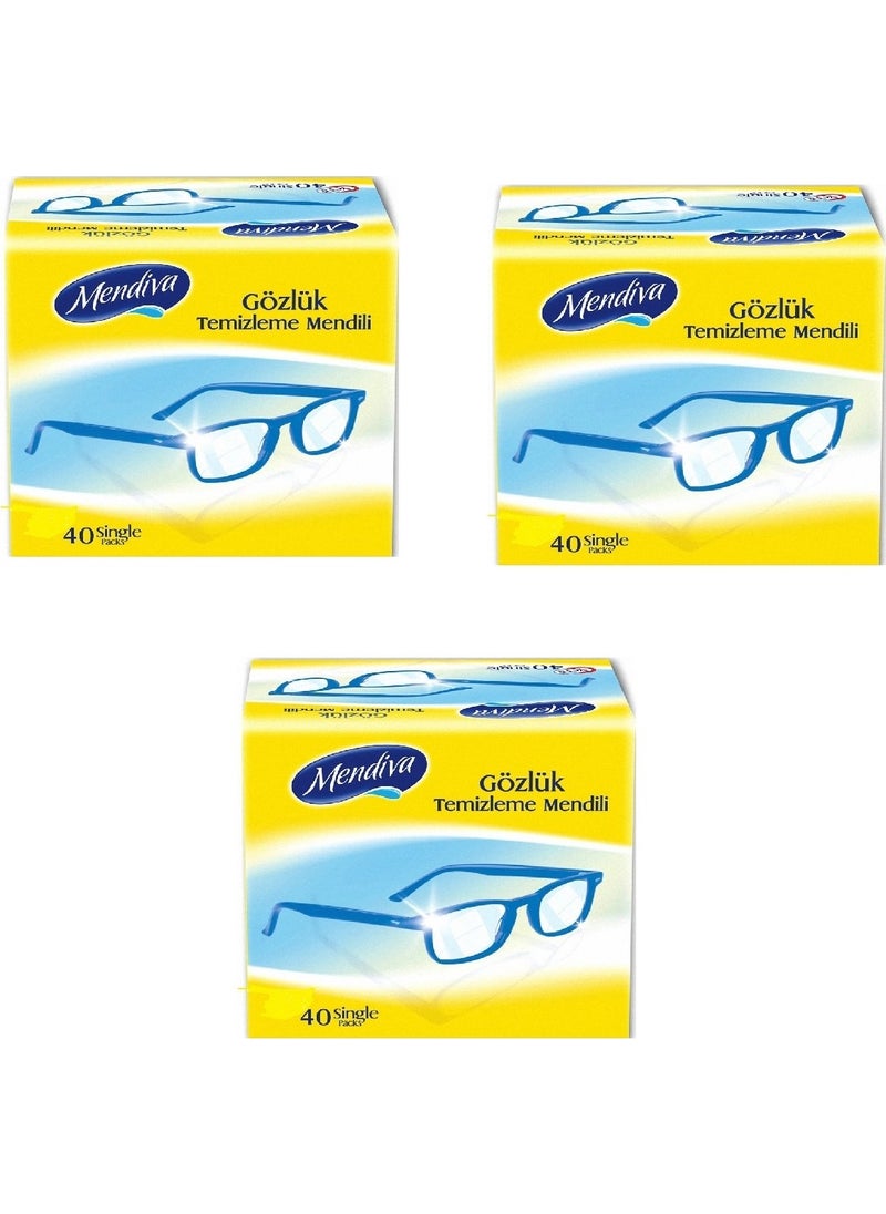 Mendiva Glasses Cleaning Wipes 40 Pcs. Box of 3 - 120 Pcs. 