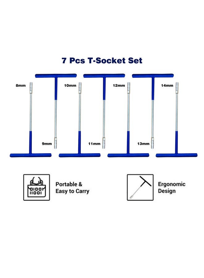Goodyear Spanner, Spanner Set, Spanner Tool Kit, T-socket Spanner (8mm,9mm,10mm,11mm,12mm,13mm,14mm) Pack Of 7 - Hex Socket, Silver - Image 3