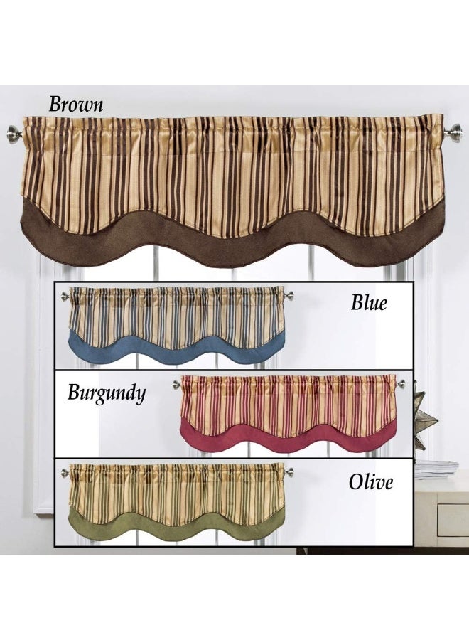 Collections Etc Windsor Jaquard Layered Valance Color Blue - Image 3