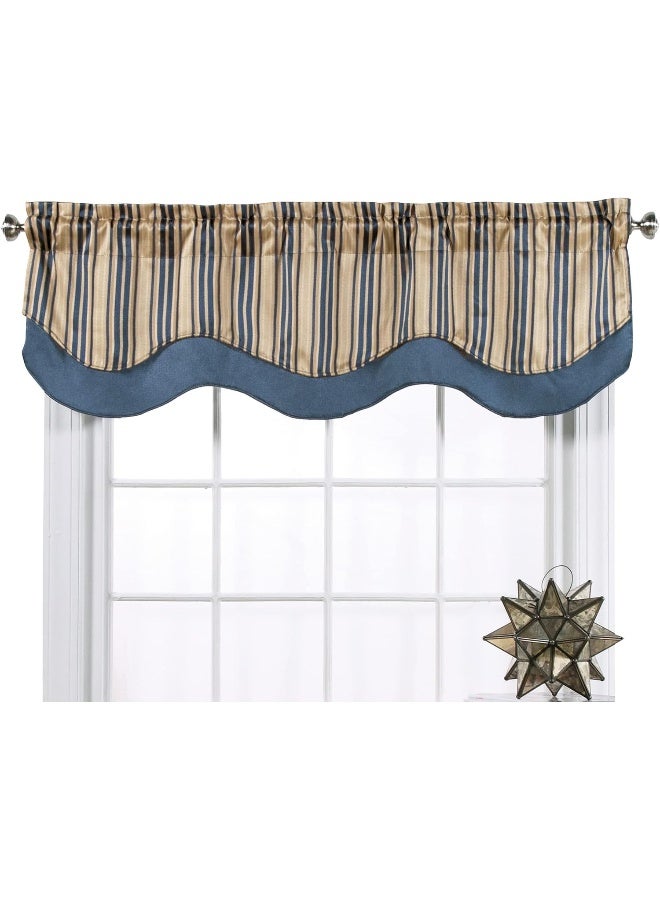 Collections Etc Windsor Jaquard Layered Valance Color Blue - Image 2