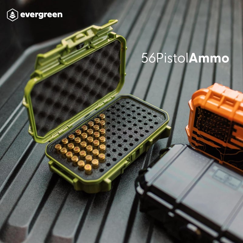 EVERGREEN Pistol Ammo Case Compatible with 5.7/9mm/.40/.380-100 Rounds Lockable USA Made - Image 2