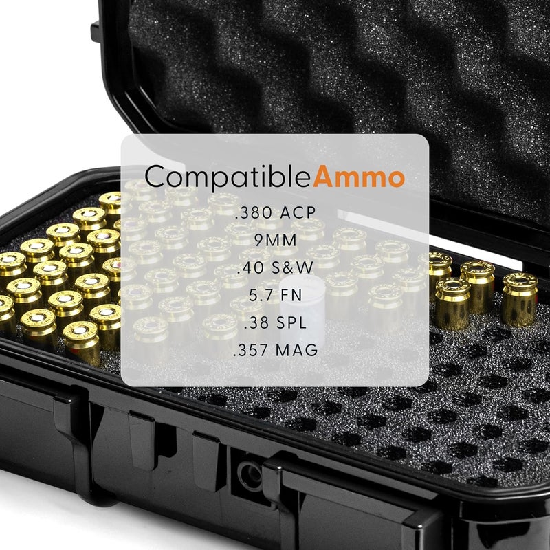 EVERGREEN Pistol Ammo Case Compatible with 5.7/9mm/.40/.380-100 Rounds Lockable USA Made - Image 3