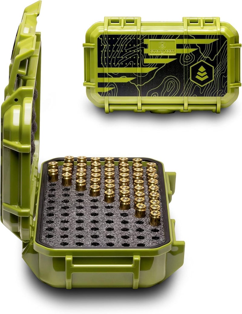 EVERGREEN Pistol Ammo Case Compatible with 5.7/9mm/.40/.380-100 Rounds Lockable USA Made - Image 1