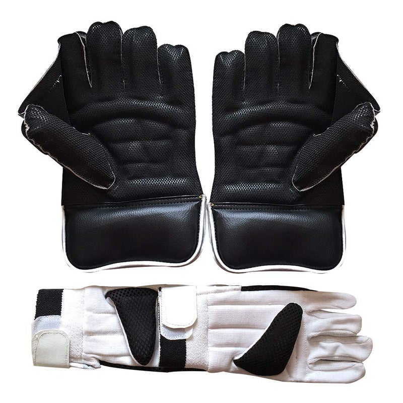 JetFire Cricket Men's Ibex Regular Wicket Keeping Gloves Combo With Cotton Inner Gloves (Black), Standard - Image 1