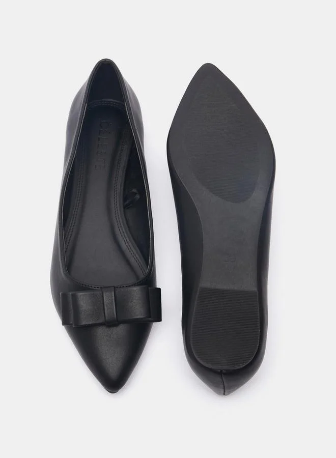 Celeste Women's Pointed Toe Slip-On Ballerina Shoes with Bow Accent