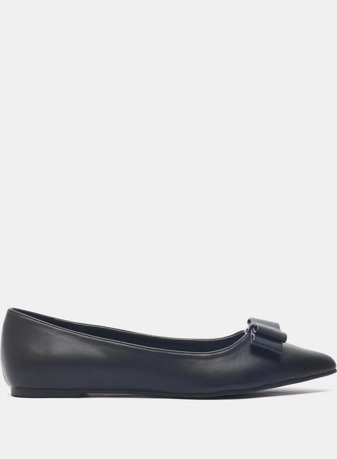 Celeste Women's Pointed Toe Slip-On Ballerina Shoes with Bow Accent