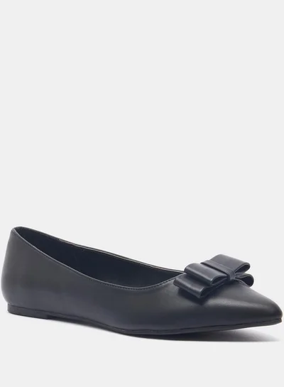 Celeste Women's Pointed Toe Slip-On Ballerina Shoes with Bow Accent