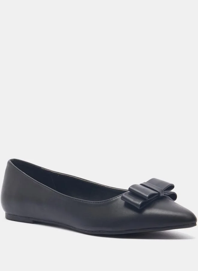 Celeste Women's Pointed Toe Slip-On Ballerina Shoes with Bow Accent