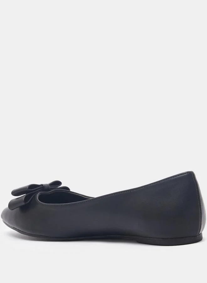 Celeste Women's Pointed Toe Slip-On Ballerina Shoes with Bow Accent