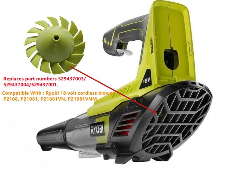 palart 529437003/529437004/529437001 Blower Fan Compatible with Fits Ryobi Ryobi 18 Volt Blower Fan P2108 P21081 P21081VN P21081VNM - Image 5