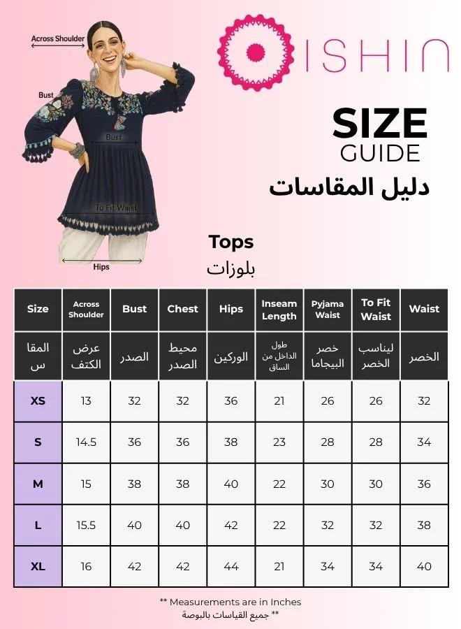 آي شين Women's Black Rayon Embellished Cropped Straight Fit Tops