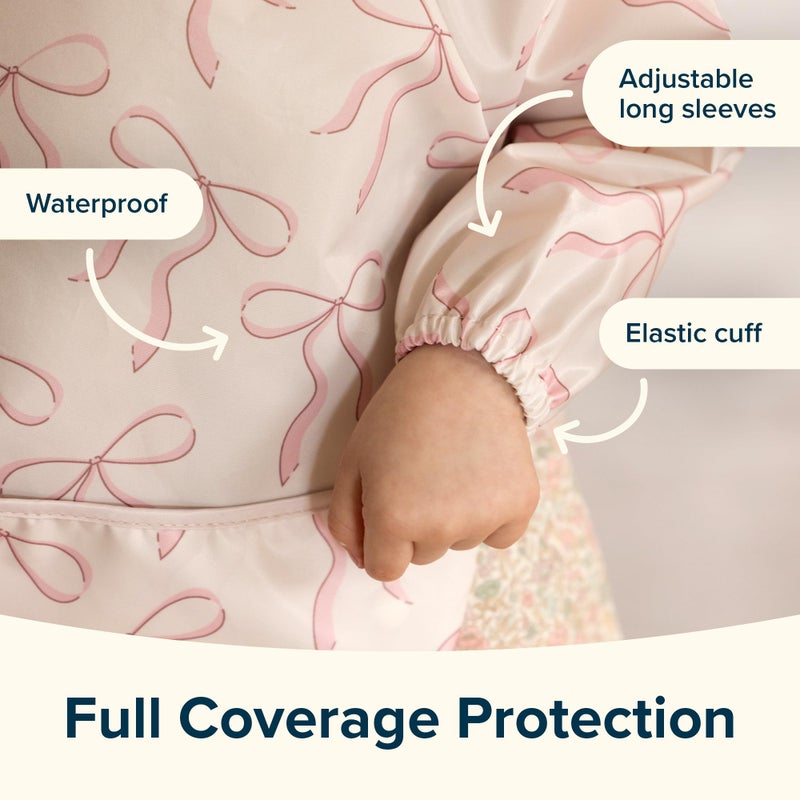 Tiny Twinkle Long Sleeve Bib for Babies & Toddlers | 2-Pack Waterproof Smock Bib for Eating | Machine Washable & Mess-Proof Feeding Essentials | Newborn Shower Gift (Taupe Lilac,6â€“24M) - Image 4