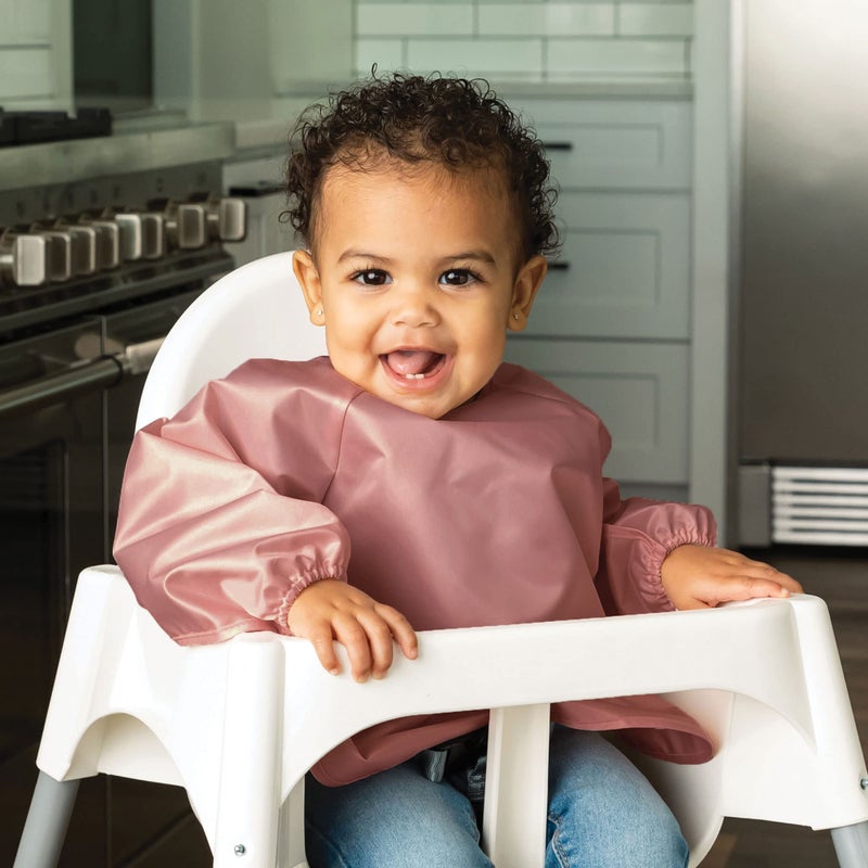 Tiny Twinkle Long Sleeve Bib for Babies & Toddlers | 2-Pack Waterproof Smock Bib for Eating | Machine Washable & Mess-Proof Feeding Essentials | Newborn Shower Gift (Taupe Lilac,6â€“24M) - Image 2