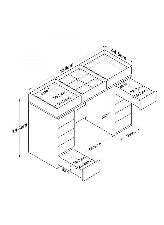 Home Canvas Rani BJ105 Makeup Dressing Table With 13 Drawers Glass Top Jewelry Organizer White  - Image 2