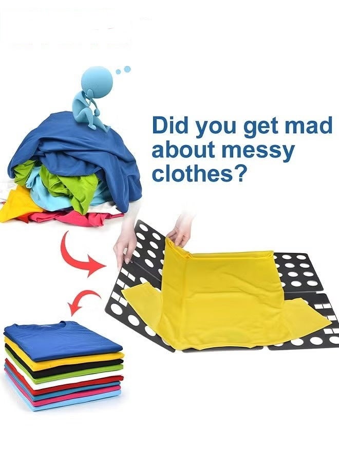 كيلا لوح طي الملابس، لوح طي تيشيرتات قابل للتعديل، حافظة قمصان بلاستيكية، متانة عالية، موفر للمساحة، توصيل محكم، طي ملابس الأطفال والكبار، أسود - Image 5