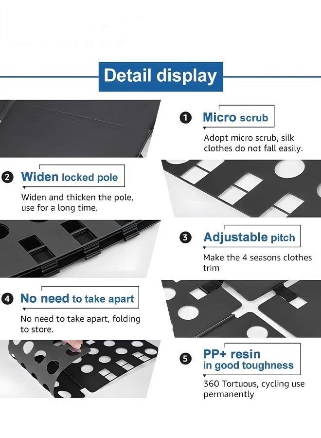 كيلا لوح طي الملابس، لوح طي تيشيرتات قابل للتعديل، حافظة قمصان بلاستيكية، متانة عالية، موفر للمساحة، توصيل محكم، طي ملابس الأطفال والكبار، أسود - Image 3
