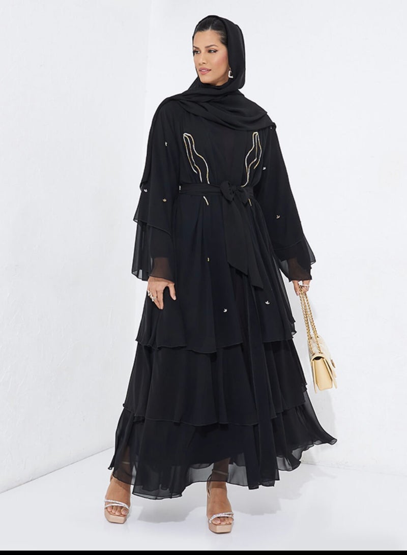 روزيت عباية عباية شيفون اسود - Image 4