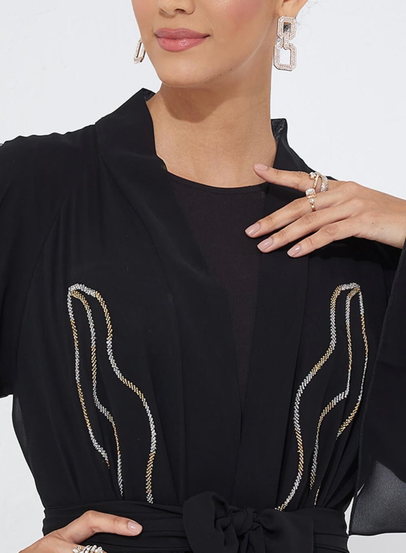 روزيت عباية عباية شيفون اسود - Image 2