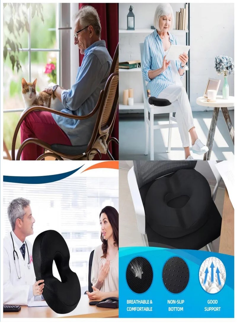 Donut Pillow for Tailbone Pain Relief Cushion Hemorrhoid Pillow Two Humps Hip Curve Design for Hemorrhoids Prostate Pregnancy Coccyx Sciatica Post Natal Surgery Portable Donut Cushion - Image 3