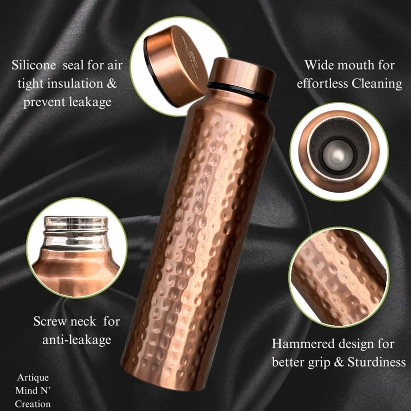 BOLD & DIVINE Copper Plated Stainless Steel Water Bottle | 32 OZ NON-Insulated Single Walled Stainless Steel Sports Water Bottle for Cyclists, Runners, Hikers, Beach Goers, Picnics, Camping - Image 2