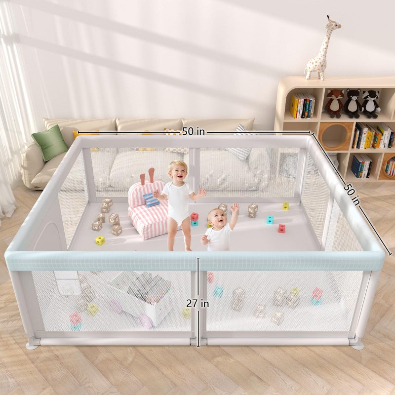 Hiaksedt Baby Playpen Play Pens for Babies and Toddlers Play Yards for Indoor & Outdoor with Breathable Mesh Anti-Fall Playpen Grey - Image 4