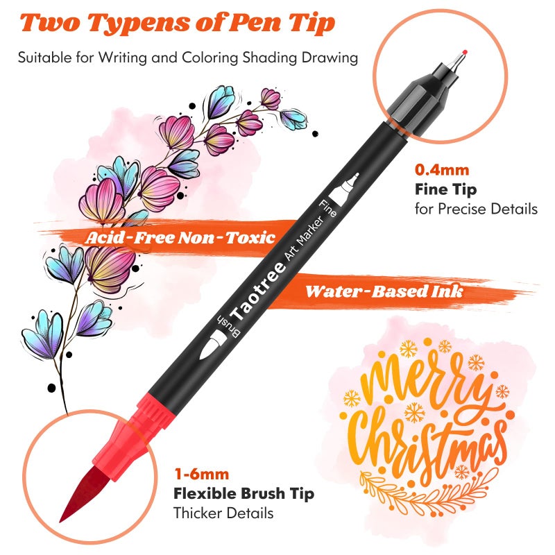 Taotree 36 Colors Dual Tip Art Markers Pens for Adult Coloring Books, Artist Fine & Brush Tip Coloring Marker Drawing Pens for Journaling Note Taking Lettering Calligraphy Craft Art Supplies Set - Image 2