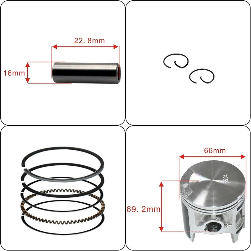 Tupo 195cc 66mm Cylinder Piston Ring Gasket Top End Rebuild Kit for Yamaha Blaster 200 YFS200 1988-2006 - Image 4