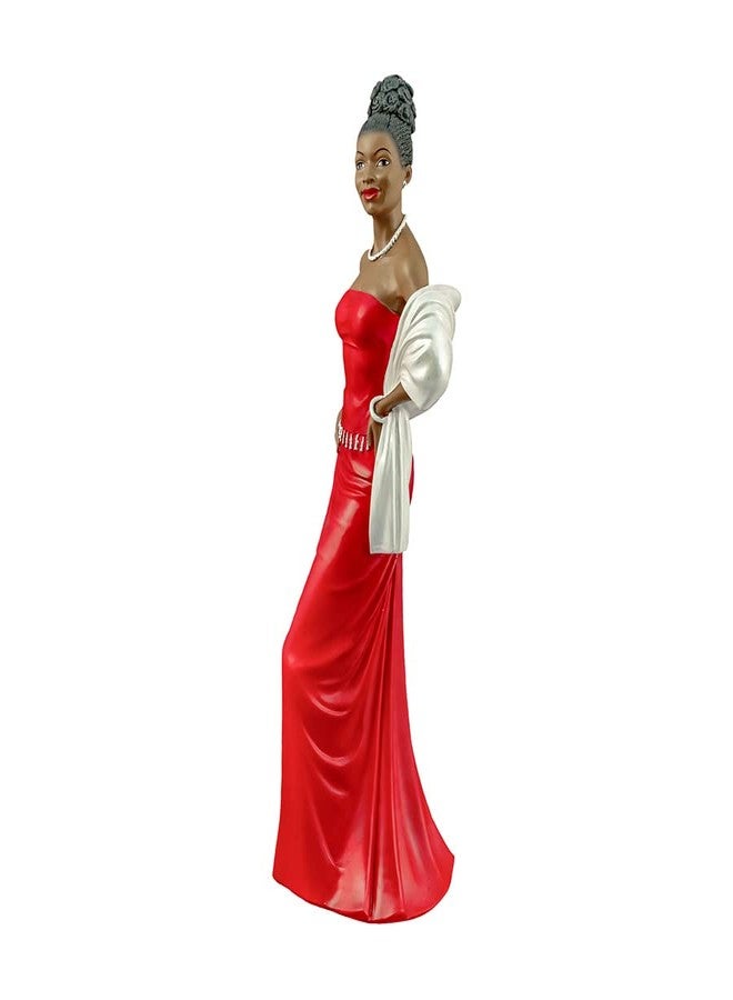 Ebony Treasures Elegant Evenings: Lady in Red African American Collectible Figurine 13.75" H - Image 1