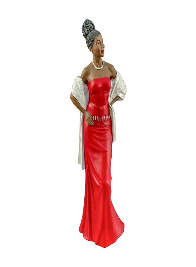 Ebony Treasures Elegant Evenings: Lady in Red African American Collectible Figurine 13.75" H - Image 3