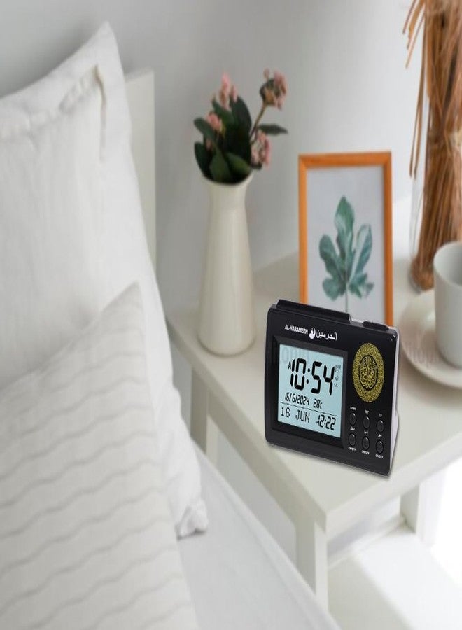 Hitopin Muslim Azan Table Clock Azan Athan Prayer Clock Black Color Complete Azan for All Prayers Qibla Direction HP-3006 - Image 5