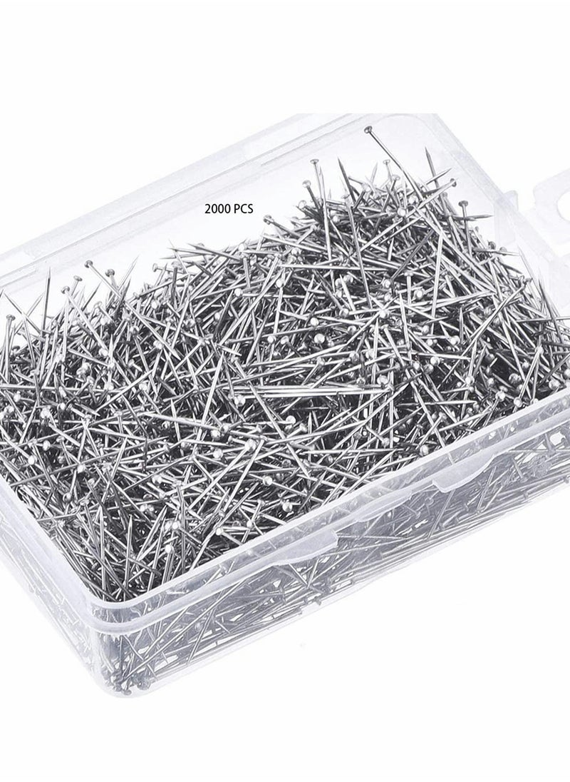 KASTWAVE Straight Pins, Sewing pins, for Jewelry DIY Decoration, Crafts, Sewing Projects, Durable Stainless Steel Dressmaker Pins, Satin Pins for Jewelry Making 2000 Pieces (1 Inch)  - Image 1