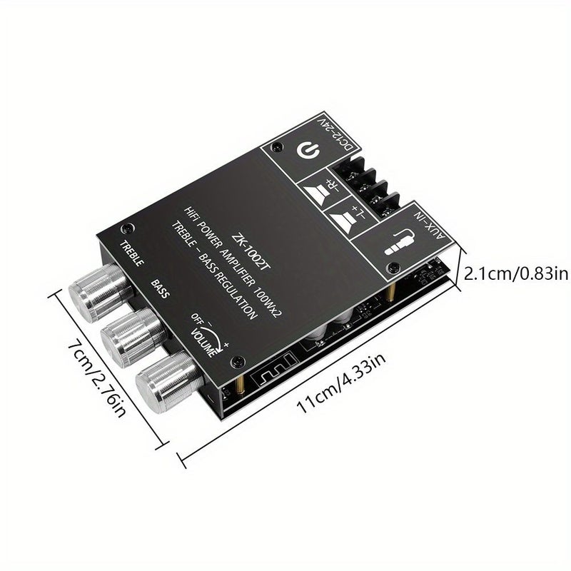 Subwoofer Amplifier Board ZK-1002T With Treble And Bass Control 100W Per Channel High Power Audio Stereo Output - Image 2