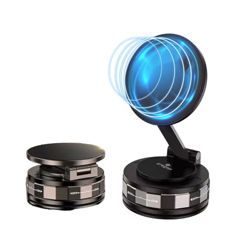 STRIFF Vacuum Magnetic Suction Phone Holder, Foldable and Retractable Hands-Free Suction Cup Phone Mount for Car/Gym/Mirror/Smooth Surface, Compatible with iPhone Android and All Smartphones (Black) - Image 1