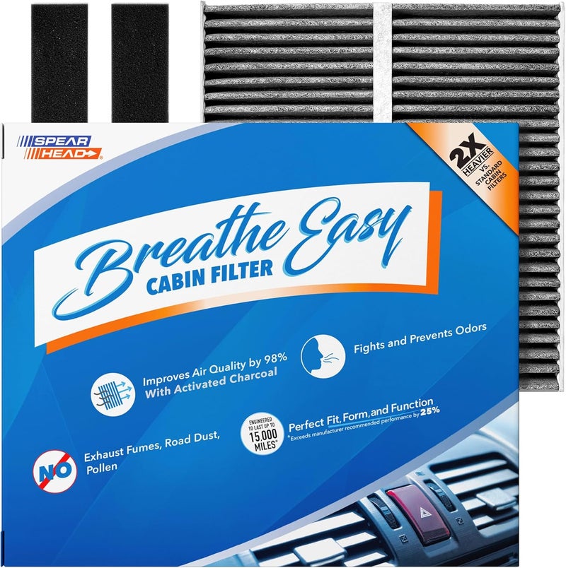 SPEARHEAD Odor Defense Breathe Easy Cabin Filter | Fits Altima, Maxima, Murano, Sentra, FX35, FX45, G35, Eclipse Cross, Lancer, Outlander | Up to 25% Longer Lasting w/Activated Carbon (BE-140) - Image 1