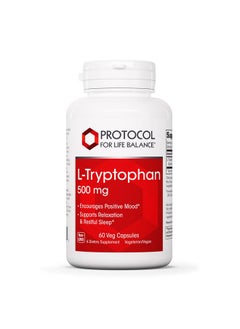 Protocol For Life Balance Protocol L-Tryptophan 500mg - Stress Relief, and Relaxation - 60 Veg Caps  - Image 1