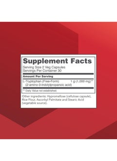 Protocol For Life Balance Protocol L-Tryptophan 500mg - Stress Relief, and Relaxation - 60 Veg Caps  - Image 2