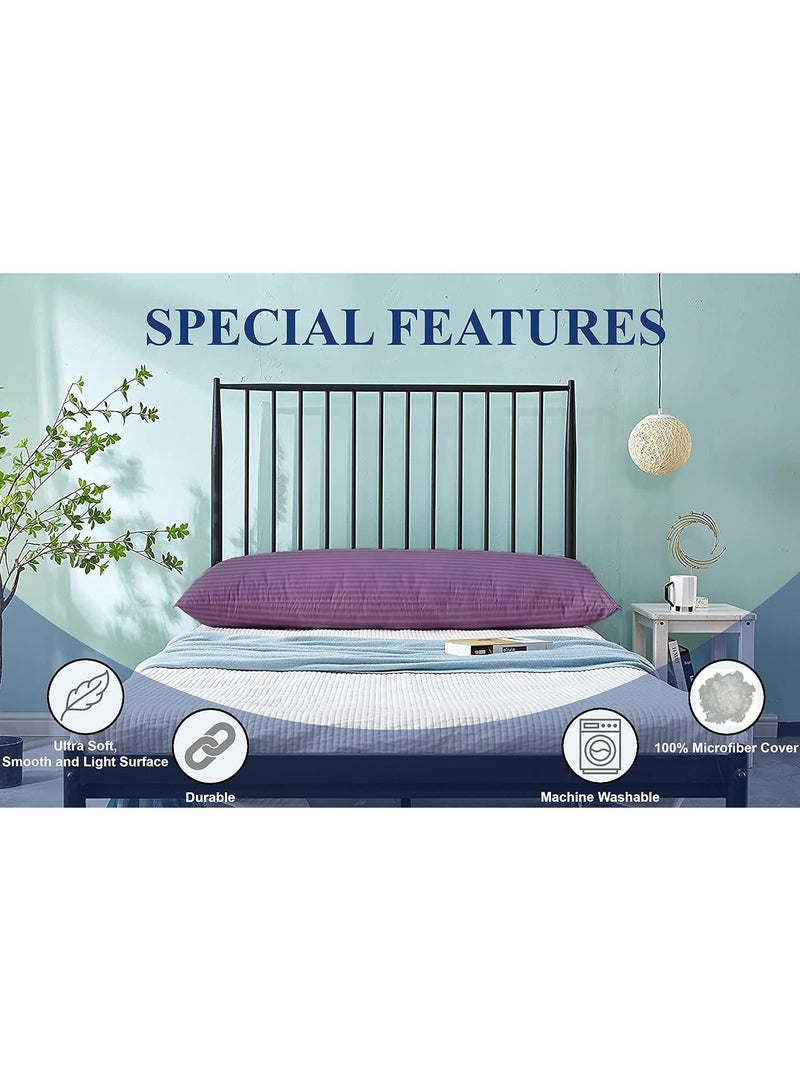 DubaiGallery Long Body Pillow 1pc, Fabric: 100% Polyester 85 GSM Microfiber 1 cm Stripe Super Soft, Filling: 1300 gm Hollow Fiber Comfort, Breathable & Ultra Soft , Size: 45 x 120 cm - Image 4