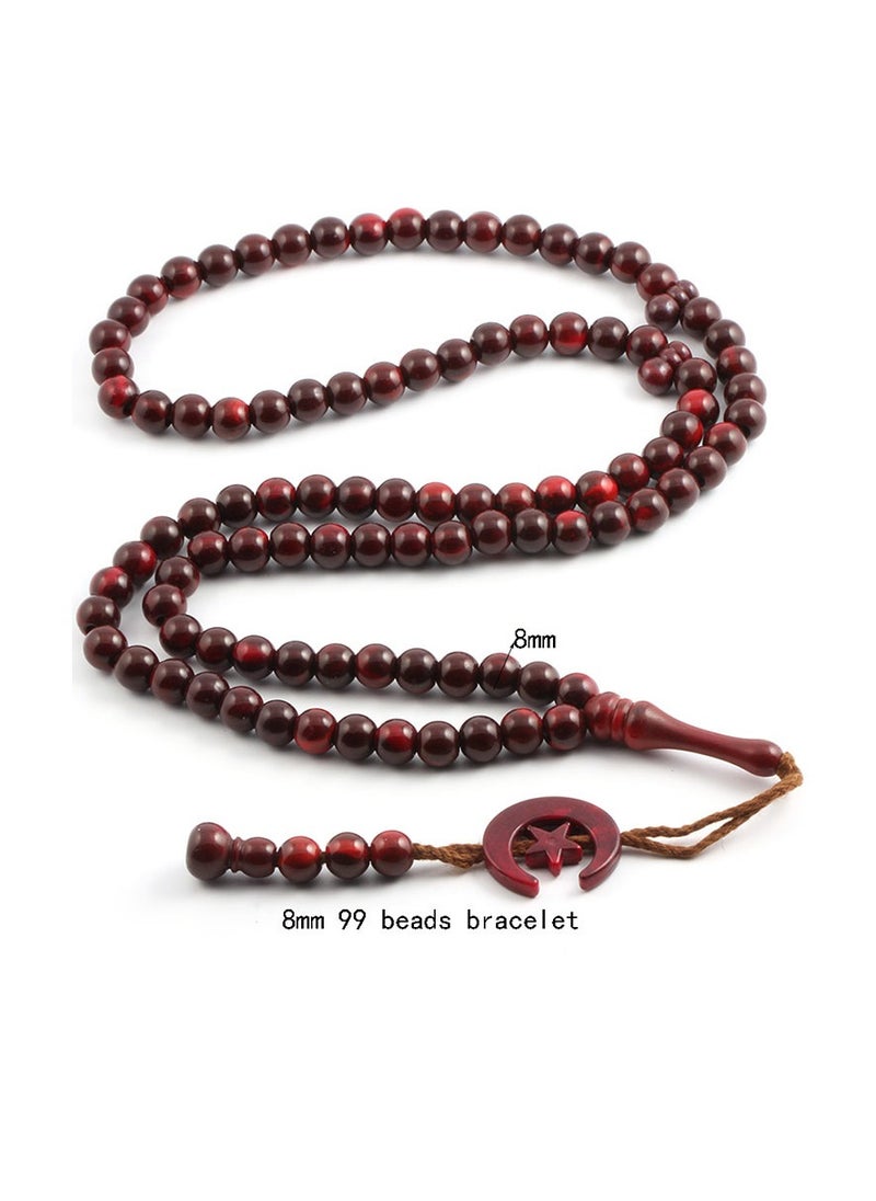 SänHahn Muslim Tasbih 99 Rosay Beads Islam Prayerdhikr Misbaha Eid Ramadan Gift - Dark Red  - Image 1
