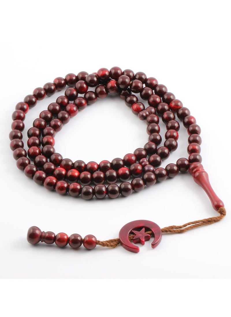 SänHahn Muslim Tasbih 99 Rosay Beads Islam Prayerdhikr Misbaha Eid Ramadan Gift - Dark Red  - Image 2