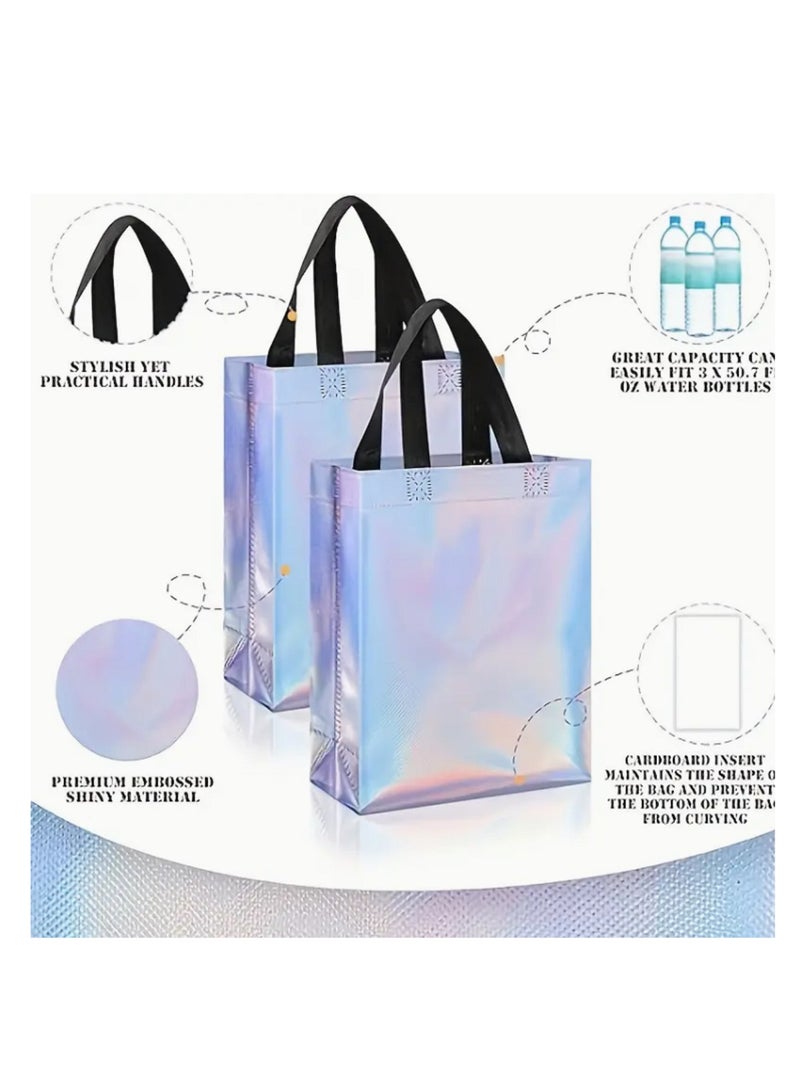 20-Pack Reusable Holographic Polypropylene Gift Bags with Black Handles, Perfect for Parties Birthdays - Image 4