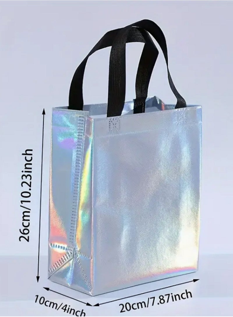 20-Pack Reusable Holographic Polypropylene Gift Bags with Black Handles, Perfect for Parties Birthdays - Image 2