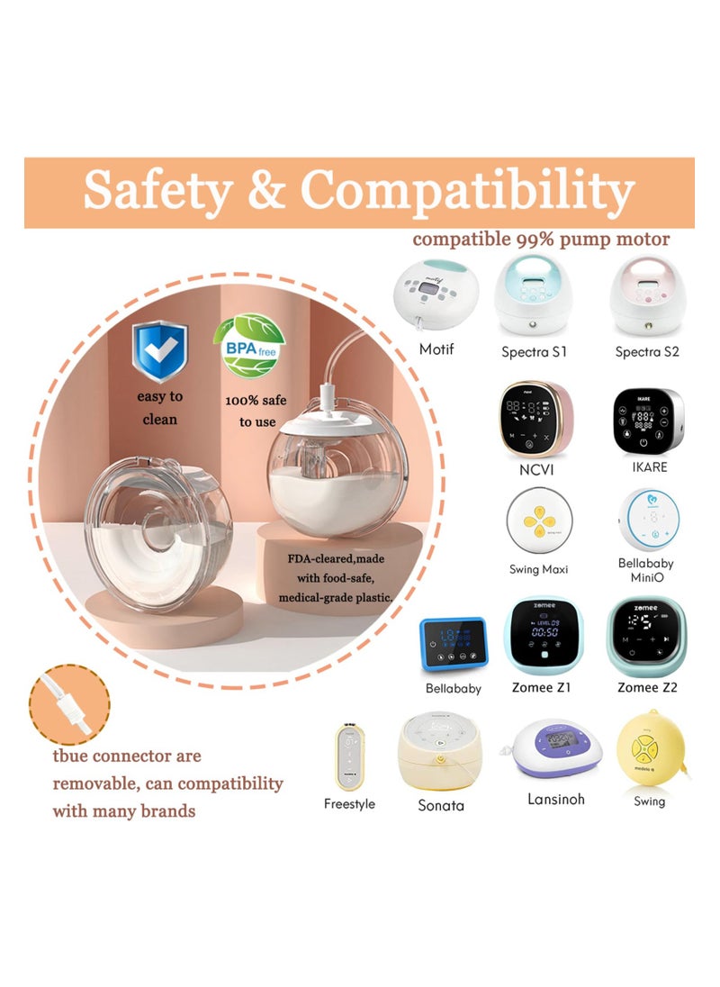 SYOSI - Wearable Milk Collection Cups, Hands-Free Milk Collector Compatible with Most Electric Breast Pumps, BPA-Free, Easy to Clean, Zomee/Spectra/Medela Accessories Replacement (24mm, 2-Pack) - Image 1