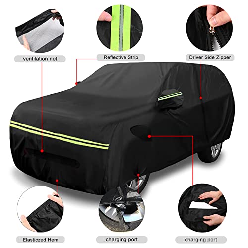 SPORTULI Waterproof Car Cover Replace for 2021-2025 Ford Mustang Mach-E, 6 Layers All Weather Custom-fit Car Cover with Zipper Door, Ventilated Mesh & Charging Port for Snow Rain Dust Hail Protection - Image 3