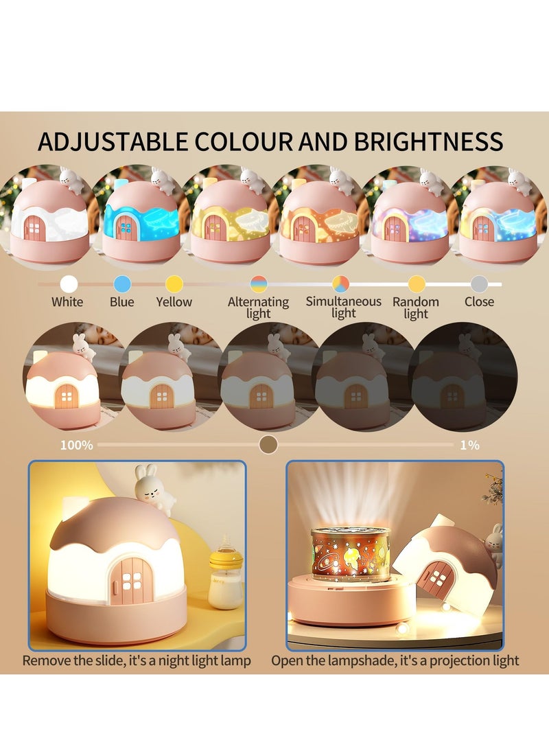 SYOSI Night Light for Kids - 4-in-1 Star Projector Night Light Music Box and Table Lamp 84 Light Modes 14 Films 360° Rotation Bluetooth 5.0 Rechargeable Bedroom Decor Gift for Girls Boys Bunny  - Image 3