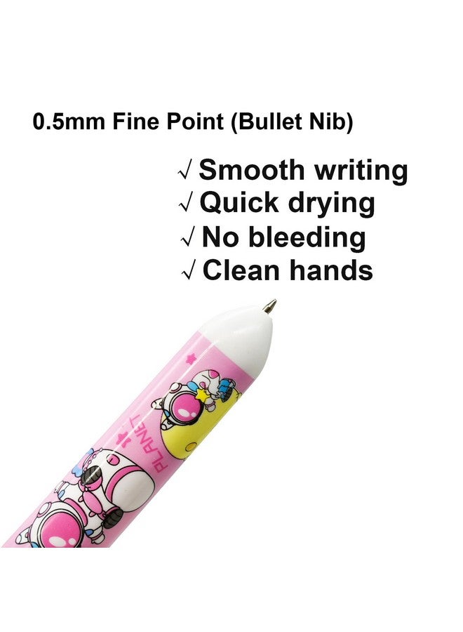 Maydahui 12 Pcs 10-in-1 Multicolor Outer Space Retractable Ballpoint Pen 10 Colors Cartoon Spaceman Alien Rocket Astronaut Pens 0.5 mm for Students Teachers Office Supplies Space Theme Party Favor - Image 3