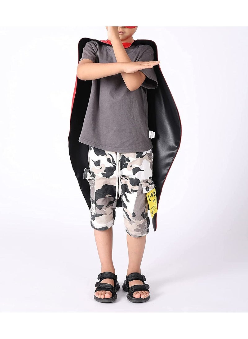 هايلاند زي قبعة وقناع الهالوين باللونين الأحمر والأسود القابل للانعكاس للأطفال - Image 2